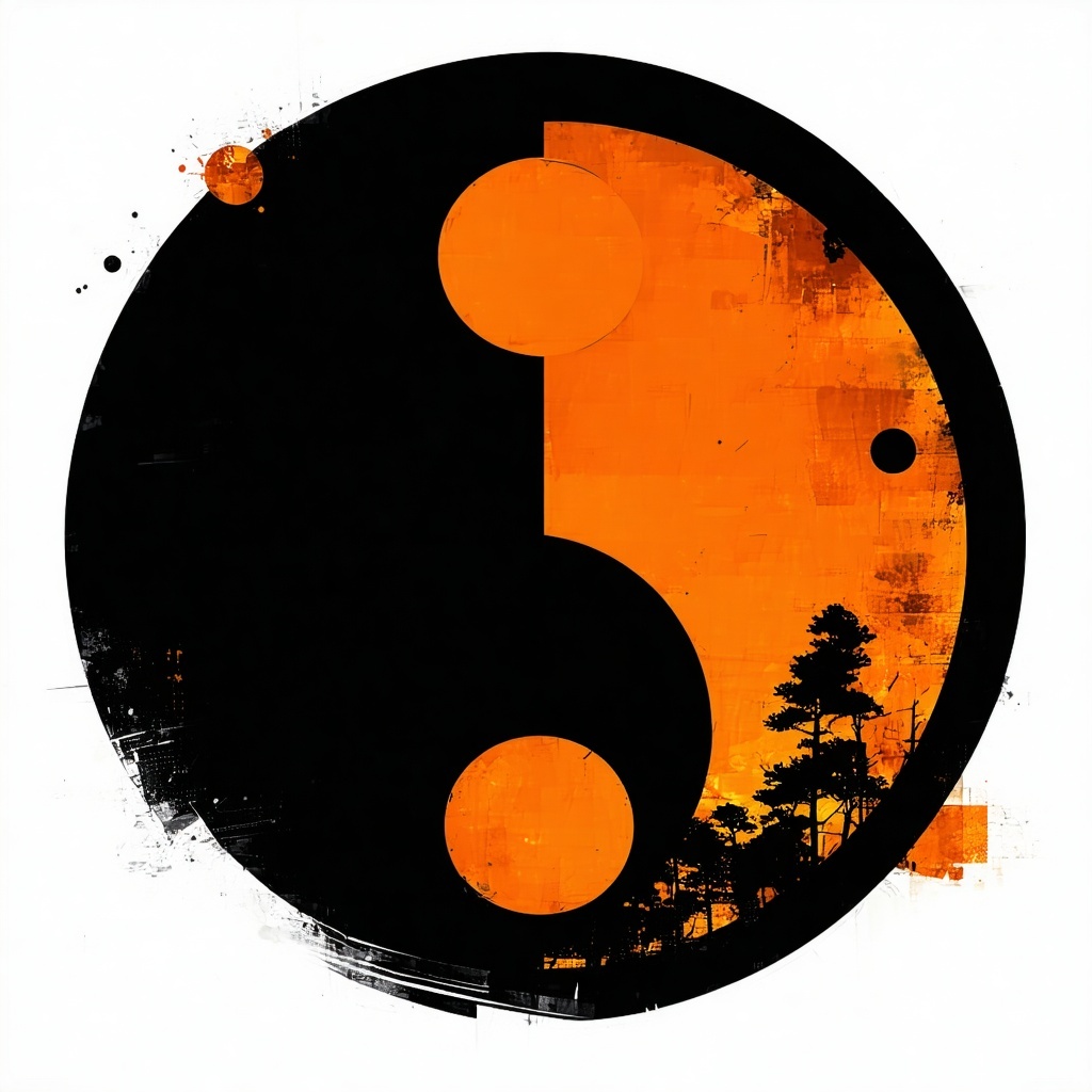 create a 2d image signifying a circle with the Japanese symbol for maru in the centre the image should be orange against a black background-1
